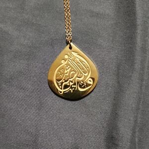 arabic caligraphy gold plated necklace